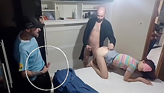 A Man Watches His Blindfolded Wife Get Intimate With Another Man In The Closet